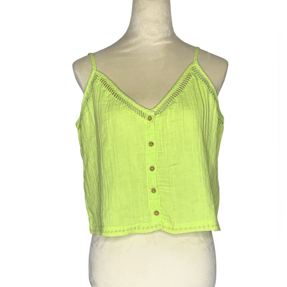 NWT Ellor Lime Green Button-Up Women's Tank